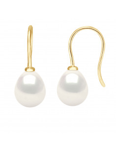Boucles d'Oreilles Pendantes en Or et Perles de Culture Poires 8 mm - 2 Coloris - CINDY