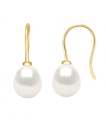 Gold Pendants Earrings and Pear Culture Beads 8 mm - 2 Colors - Cindy