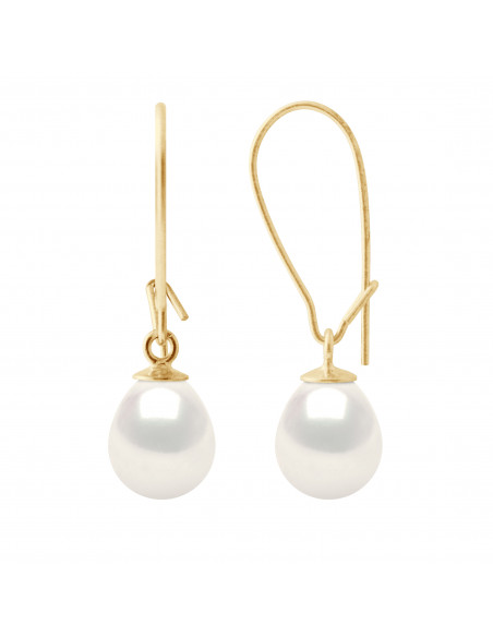 Gold Anhänger Ohrringe und 8-mm-Kulturperlen - 2 Farben - Gabriella