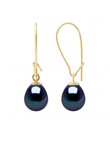 Gold Pendants Earrings and 8mm Culture Beads - 2 Colors - Gabriella