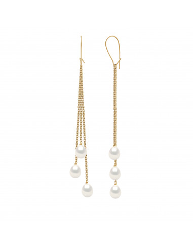 Pendientes de colgantes de oro y cuentas de cultivo 6 mm - 2 colores - Isis