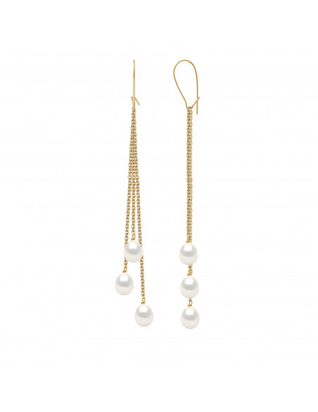 Pendientes de colgantes de oro y cuentas de cultivo 6 mm - 2 colores - Isis