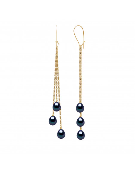 Orecchini a ciondoli in oro perline e perline di cultura 6 mm - 2 colori - ISIS