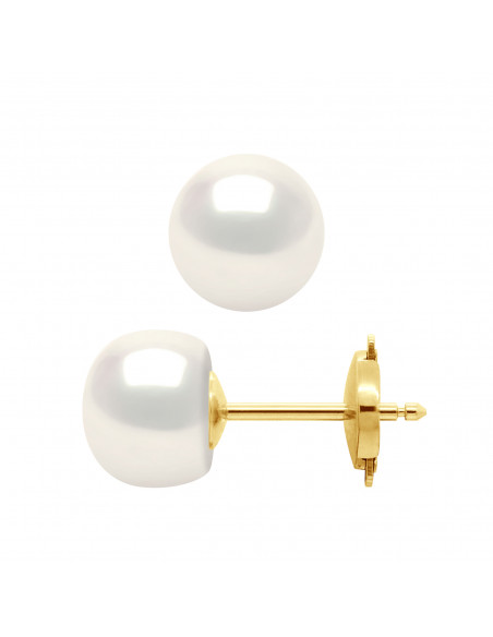 Goldsicherheits-Ohrringe und 8-mm-Kulturperlen - 2 Farben - Sira