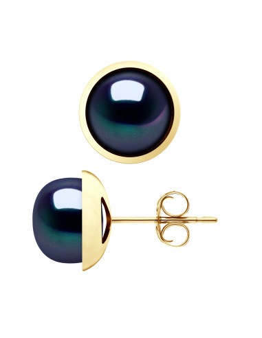 Gold Earrings and Culture Beads 10 mm - 2 colors - Lindsay