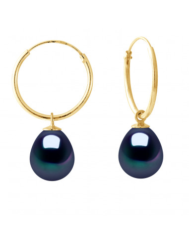 Orecchini creoli d'oro e perline culturali per pera 8 mm - 7 colori - Daria