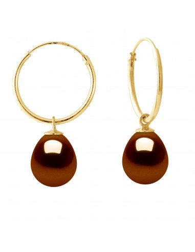 Orecchini creoli d'oro e perline culturali per pera 8 mm - 7 colori - Daria