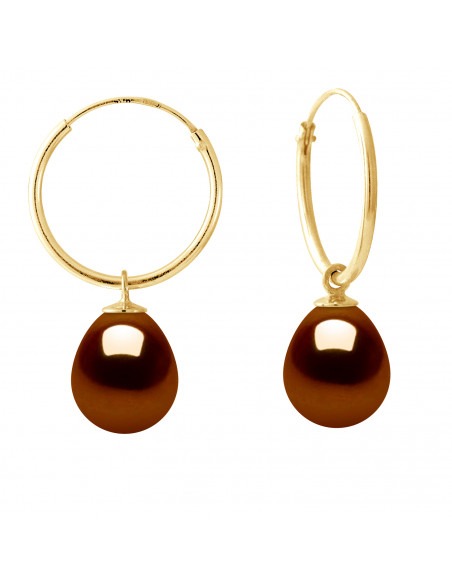 Orecchini creoli d'oro e perline culturali per pera 8 mm - 7 colori - Daria