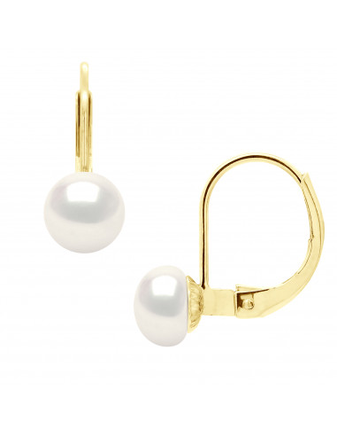 Gold sleeve earrings and 6 mm culture pearls - 3 colors - Anouck