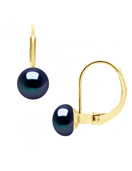 Goldhülsen-Ohrringe und 6 mm Kulturperlen - 3 Farben - Anoock