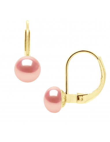 Gold sleeve earrings and 6 mm culture pearls - 3 colors - Anouck