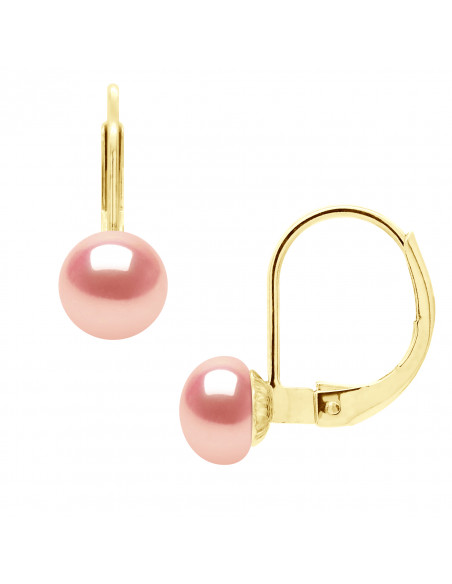 Gold sleeve earrings and 6 mm culture pearls - 3 colors - Anouck