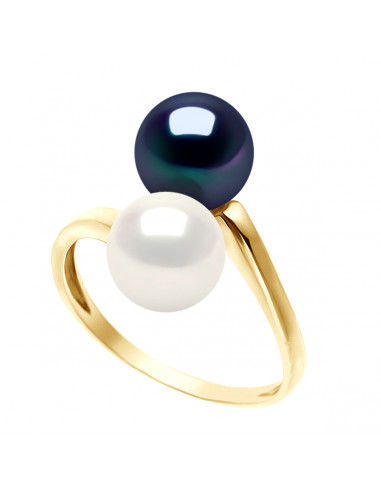 Ring I & Me in gold and cultured pearls 7 mm - Varuria