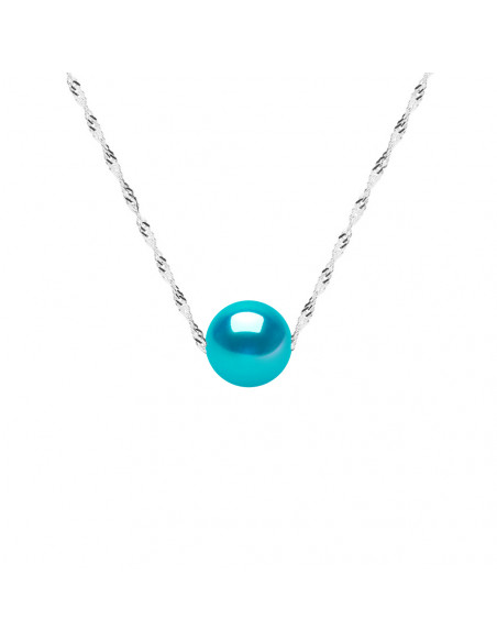 Goldkette Halskette und runde Kultur Perle 8 mm - Alicia