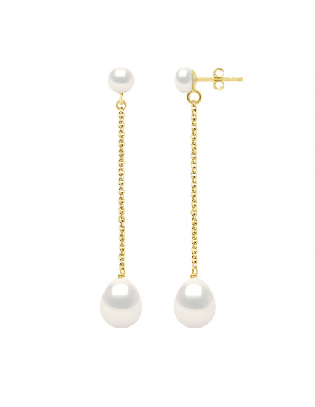 Double Gold Double Earrings and Culture Beads - 2 Colors - Eline