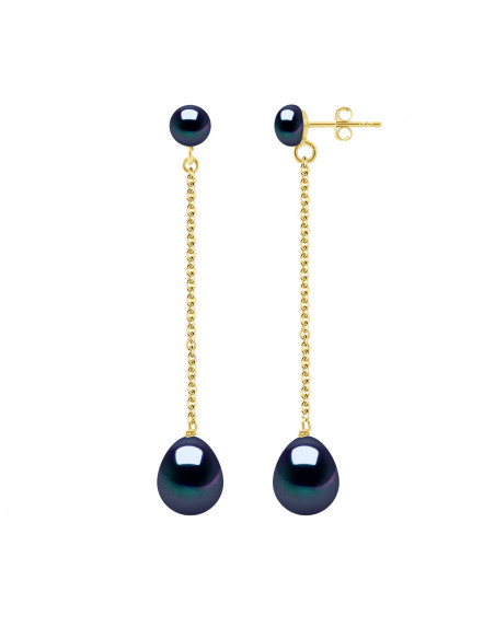 Double Gold Double Earrings and Culture Beads - 2 Colors - Eline