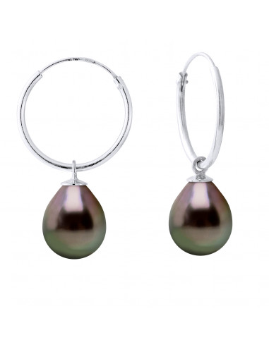 Gold Creoles with Tahiti Beads Poir 9 mm - Manaju