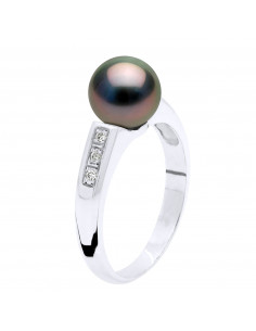 Bague Joaillerie en Or, Diamants et Perle de Tahiti - KEVANOA
