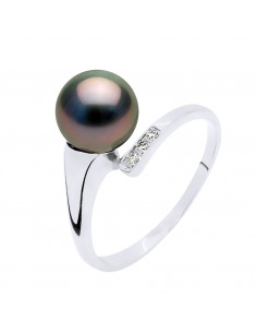 Bague Joaillerie en Or, Diamants et Perle de Tahiti 8 mm - NEELA