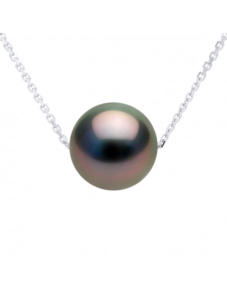Goldkette Halskette und runde Tahitian Pearl 8 mm - Patanga