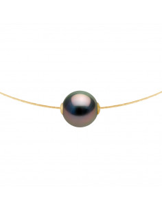 Collier Câble en Or et Perle de Culture de Tahiti Ronde 10 mm - TEORA