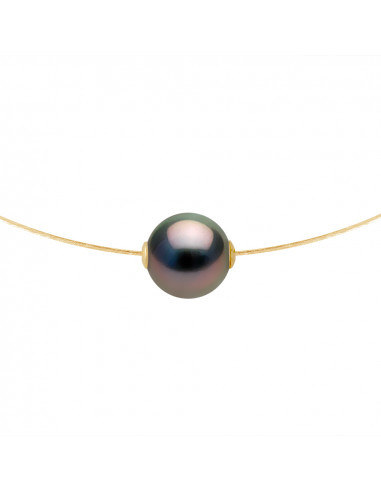 Collana in cavo d'oro e tallone di cultura tahiziana 10 mm - Teora