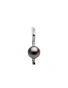Pendentif en Or et Diamants avec Perle de Tahiti Ronde 11 mm - MANADO