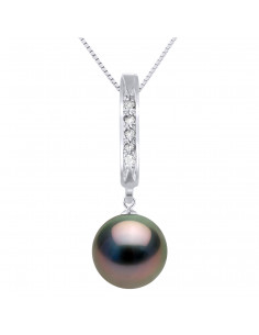 Collier en Or et Diamants, Perle de Tahiti Ronde 8 mm - MAMUJU