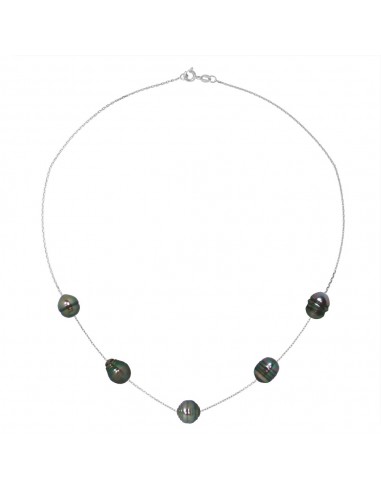 Tahitianische Perlen Kette Halskette 8 mm - Silber 925 - Terenga