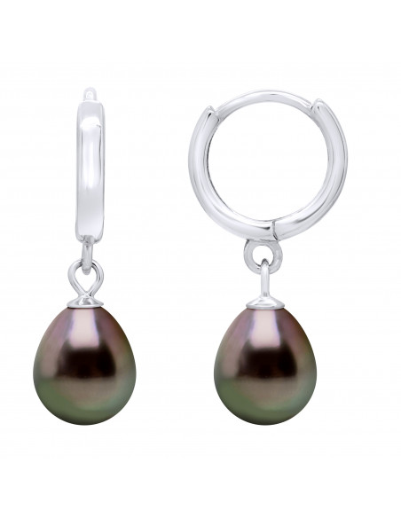 925 silver creoles with pearls of Tahiti pears 8 mm - marutogu