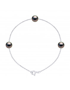 Bracelet Chaîne en Or avec 3 Perles de Tahiti Rondes 7 mm - KARUPA