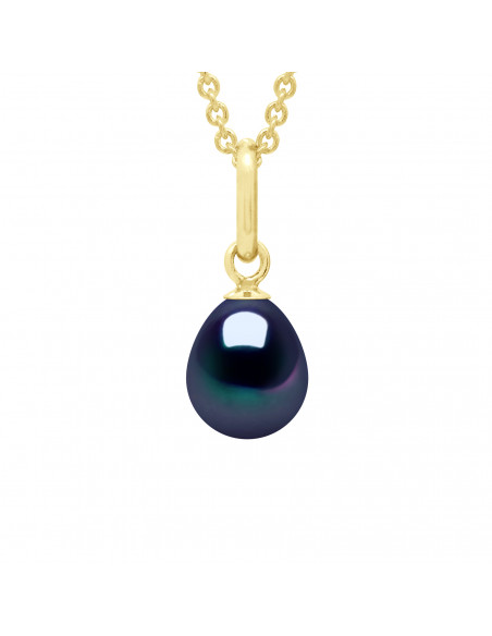 Golden Pendant and Culture Pearl 7 mm - 2 Colors - Mariana