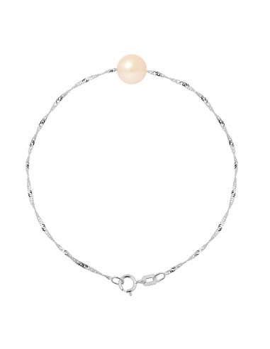 Pulsera de cadena de oro y perla de cultivo de 7 mm - 4 colores - Alix