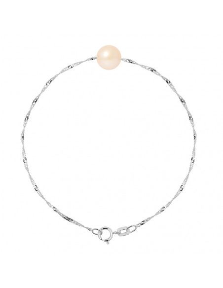 Pulsera de cadena de oro y perla de cultivo de 7 mm - 4 colores - Alix