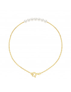 Bracelet Chaîne et en Or avec 7 Perles Rondes - 4 Coloris - MINA