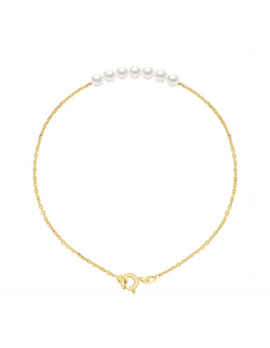 Braccialetto in corda e oro con 7 perle rotonde - 4 colori - Mina