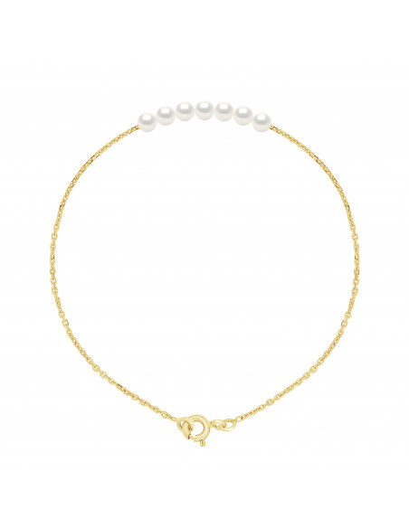 Bracelet Chaîne et en Or avec 7 Perles Rondes - 4 Coloris - MINA