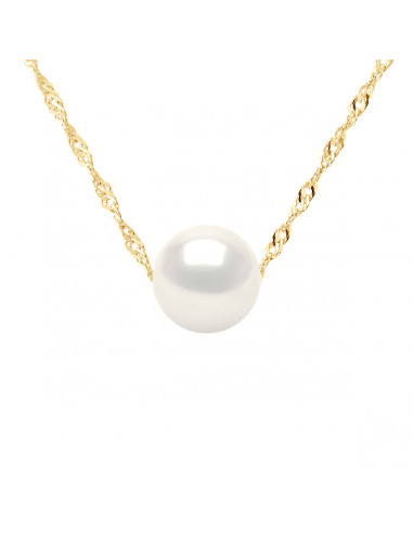 Gold Chain Necklace and Round Culture Pearl 8 MM - Alicia