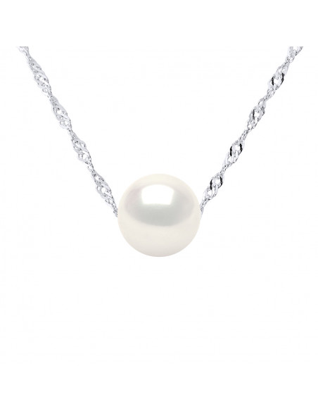 Goldkette Halskette und runde Kultur Perle 8 mm - Alicia