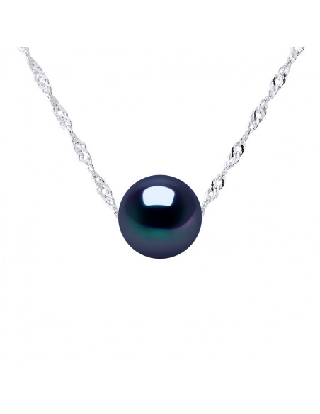 Goldkette Halskette und runde Kultur Perle 8 mm - Alicia