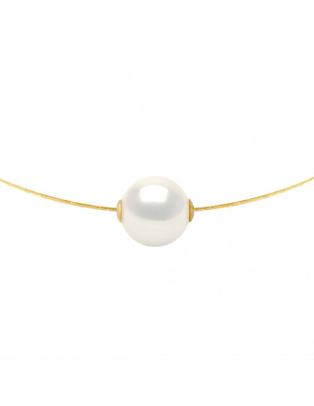Gold cable and round culture pearl 9 mm - 2 colors - Chloe
