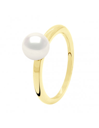 Anillo de oro y cuentas de cultivo redondo 7 mm - 2 colores - Clara