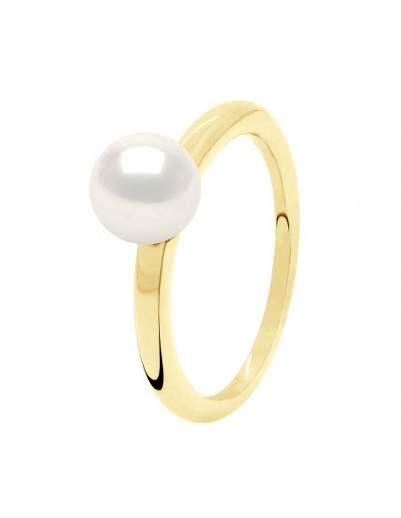 Anello d'oro e perline di coltura rotonda 7 mm - 2 colori - Clara