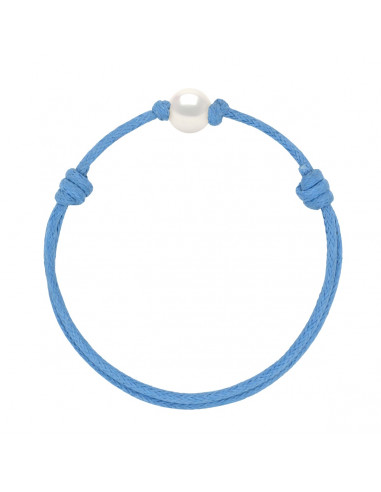 Sliding Link Bracelet White Culture Bead 9 mm - 12 Cord Colors - Ana