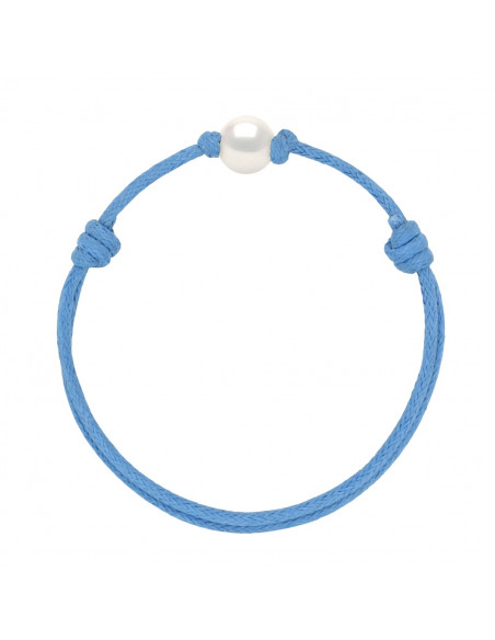 Bracelet Lien Coulissant Perle de Culture Blanche 9 mm - 12 Coloris de Cordon - ANA