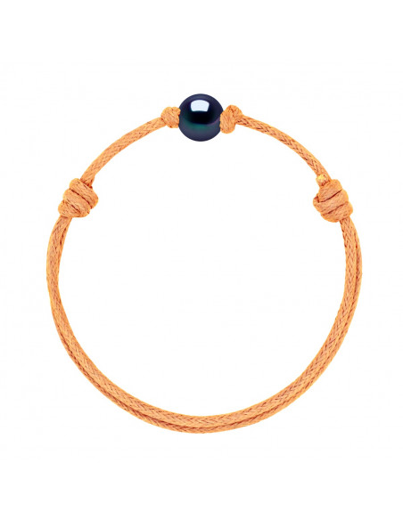 Bracelet Lien Coulissant Perle de Culture Noire 9 mm - 12 Coloris de Cordon - MARY