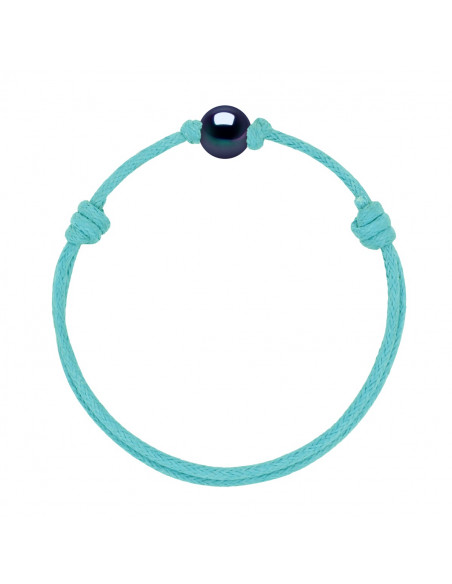 Sliding Link Bracelet Black Culture Bead 9 mm - 12 Cord Colors - Mary