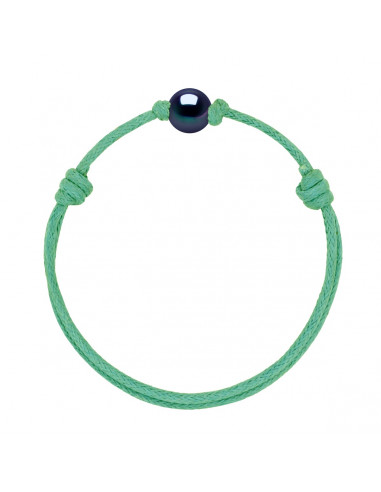 Sliding Link Bracelet Black Culture Bead 9 mm - 12 Cord Colors - Mary