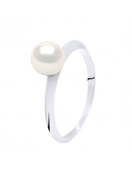 Goldring und runde Kultur Perle 7 mm - 2 Farben - Ohiea