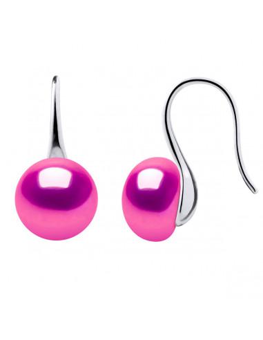 925 silver ear hook and culture beads 9 mm buttons - 6 colors - Tessa